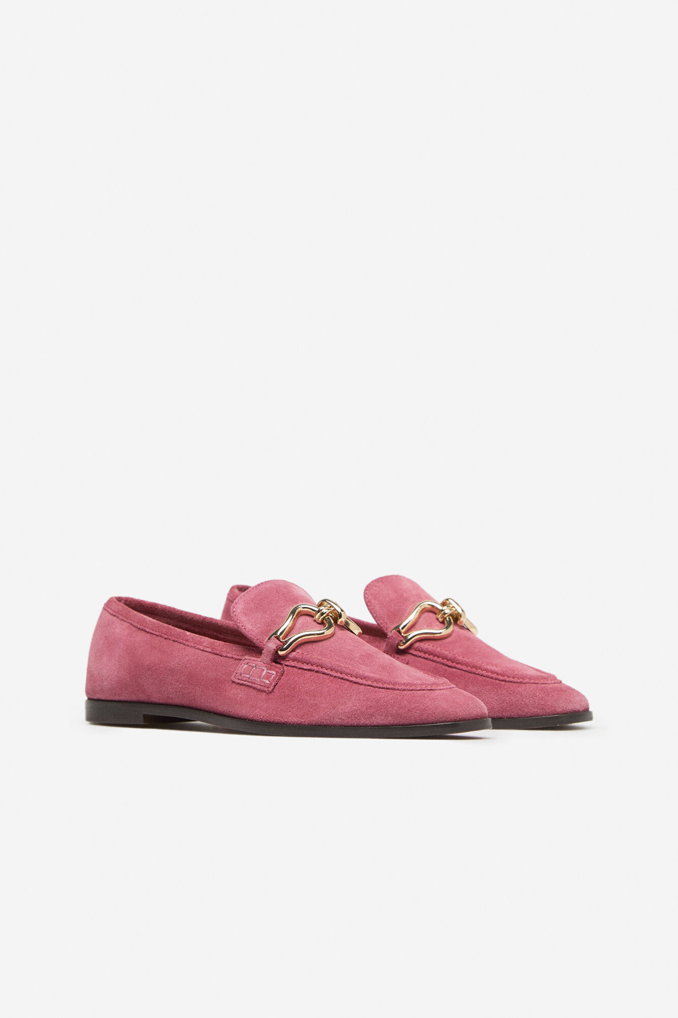 Mocassins de couro com fivela - Fúcsia
