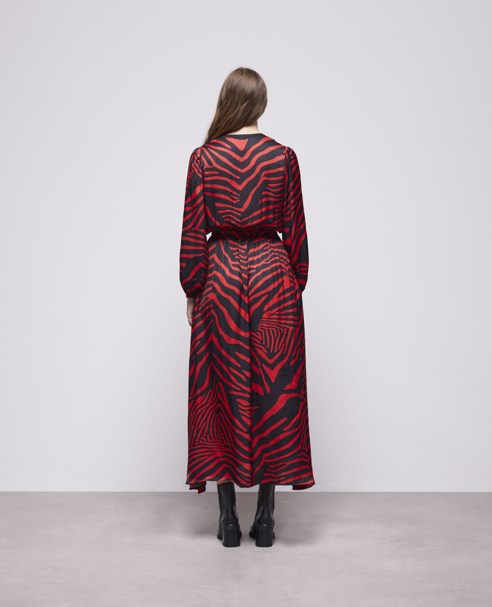 Robe longue imprimée rouge