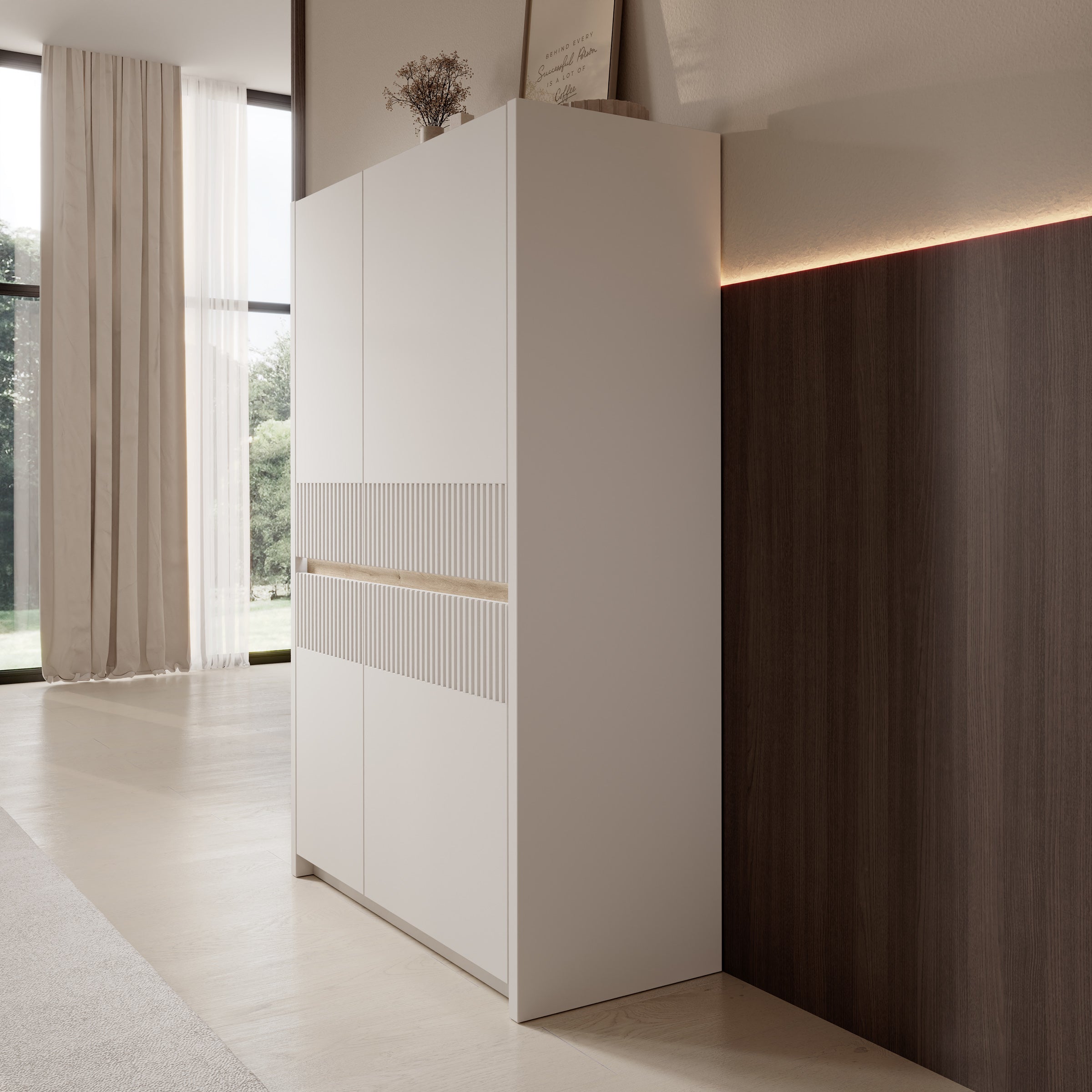 Orlano - Dressoir - Beige - 95x42x147 cm