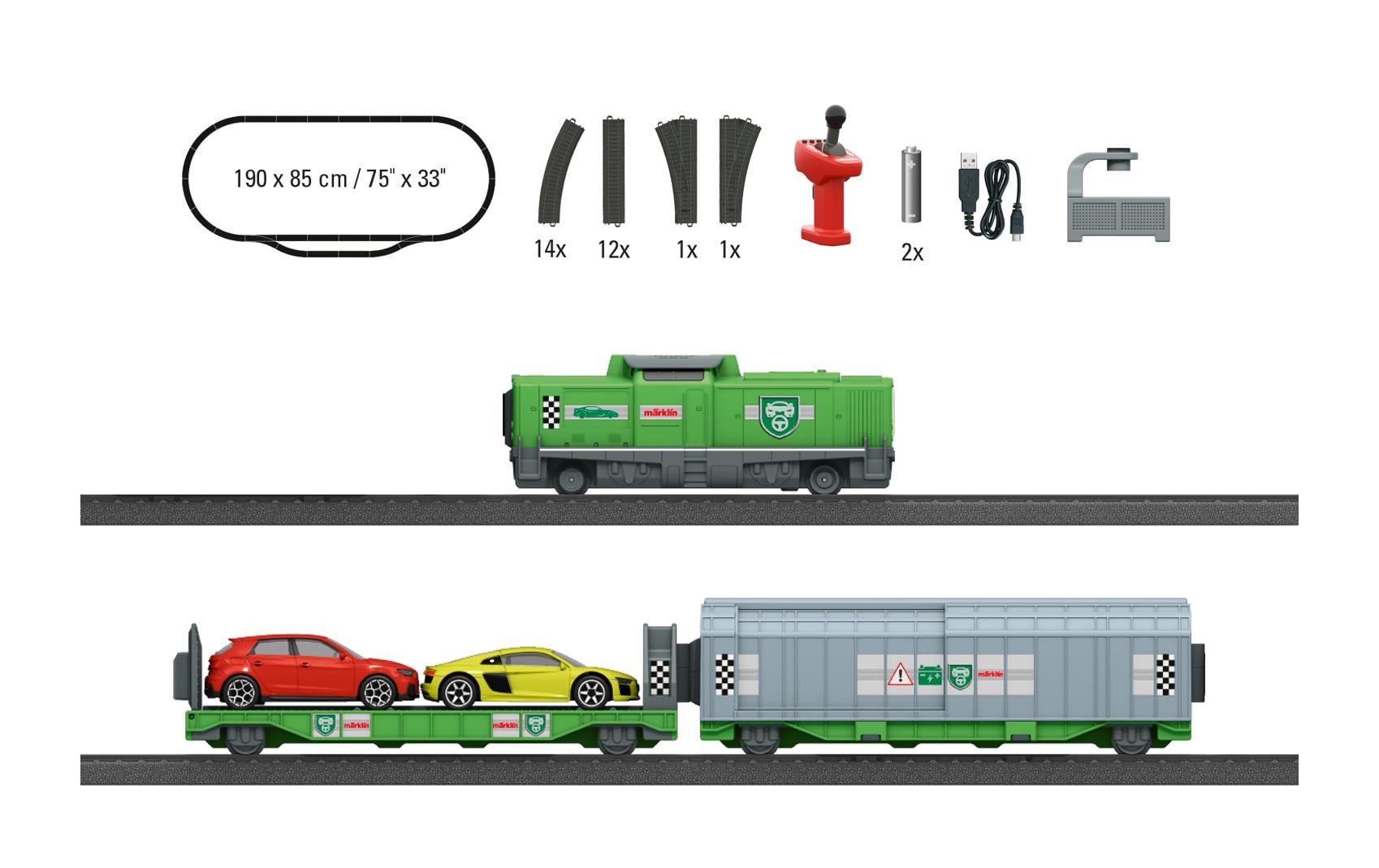 Startpackung Güterzug Autotransport, my world, H0Märklin My World Modelleisenbahn Starterset für Kinder