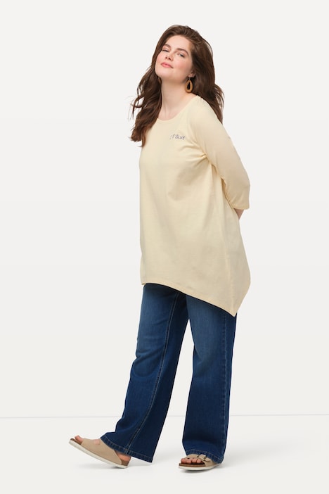 Shirt, Herz, Zipfelsaum, Rundhals, 3/4-Arm, Biobaumwolle