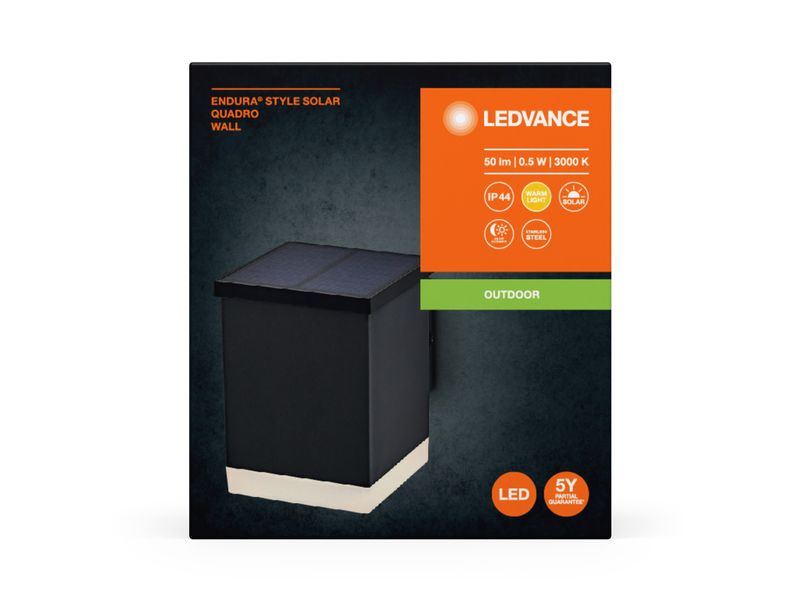 Ledvance Endura Style Solar Wall Quadro Dark Gray Solarbetriebene Leuchte