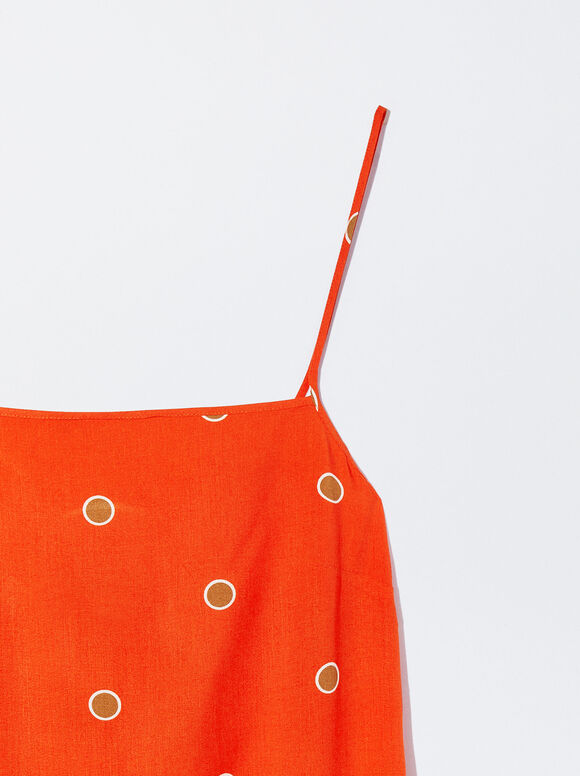 Vestido midi estampado - Laranja