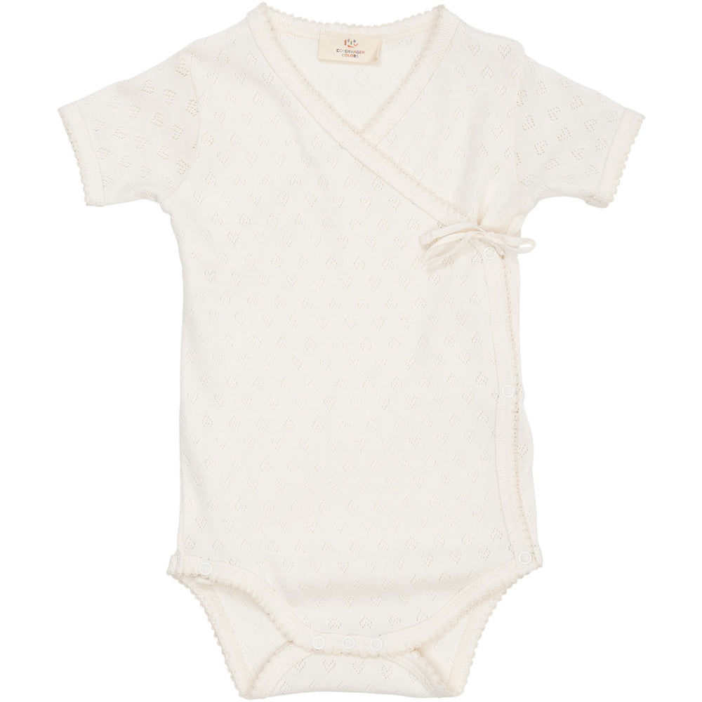 Køb COPENHAGEN COLORS Cream Pointelle Heart Crossover Body Ss