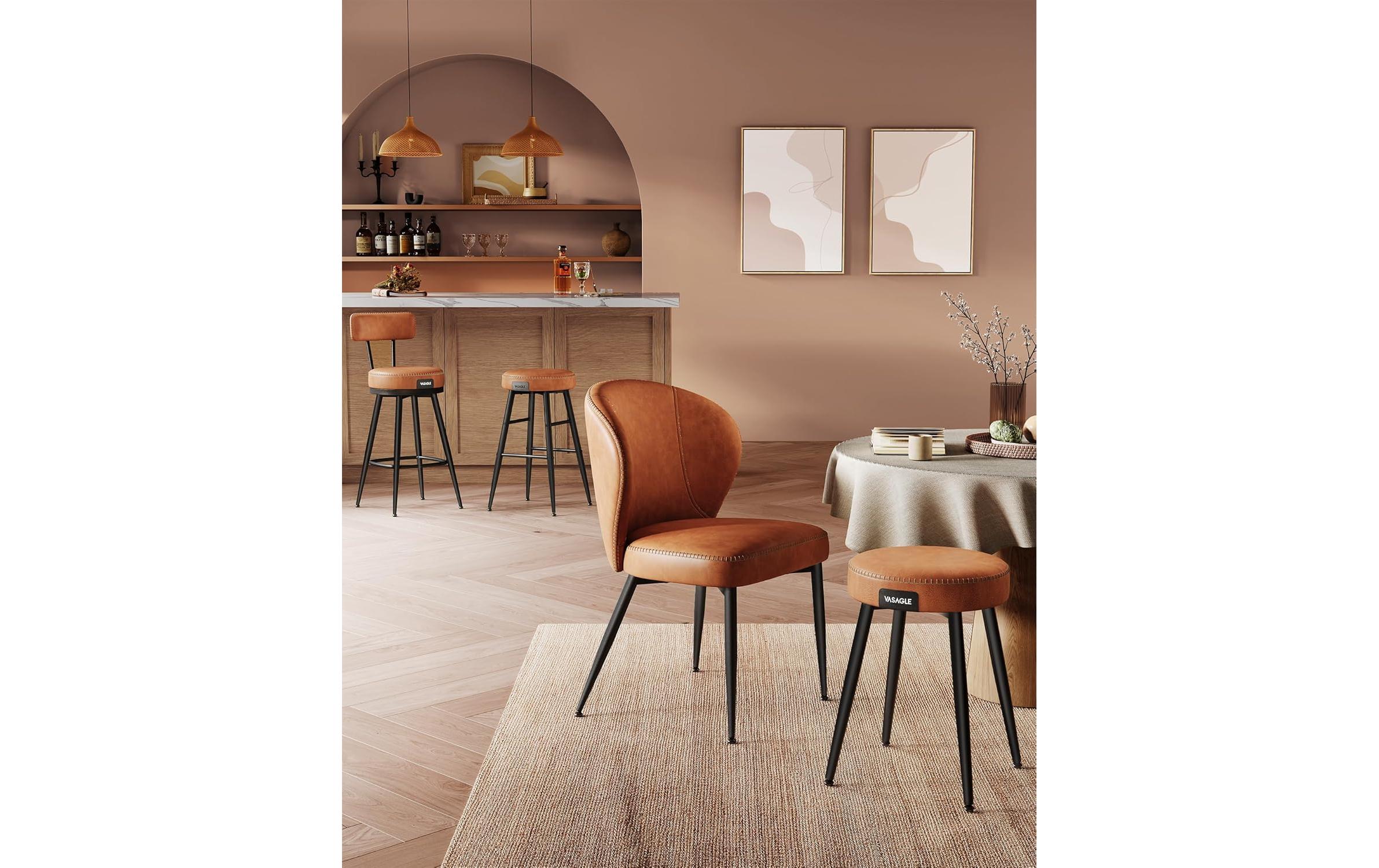 Barhocker 2er Set 54 x 90.5 cm, Braun/Schwarz<br>Stabile Barstühle aus Kunstleder