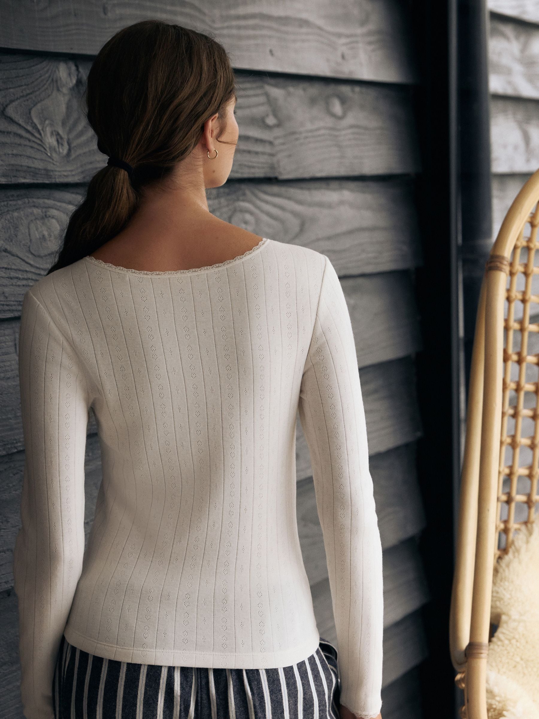 Crème - Thermal Maximum Warmth Cosy Pointelle Long Sleeved Top