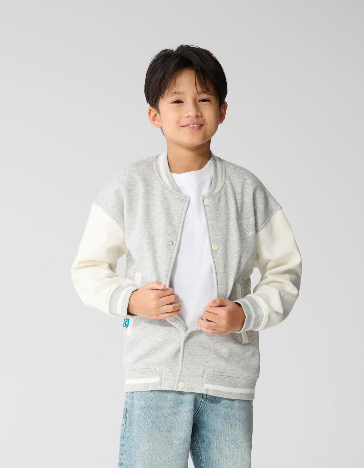 Varsity Bomber Sweat Jack Lichtgrijs
