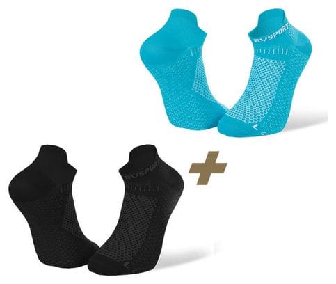 Paire de Chaussettes BV Sport Light 3D Ultra Courte X2 Noir Bleu