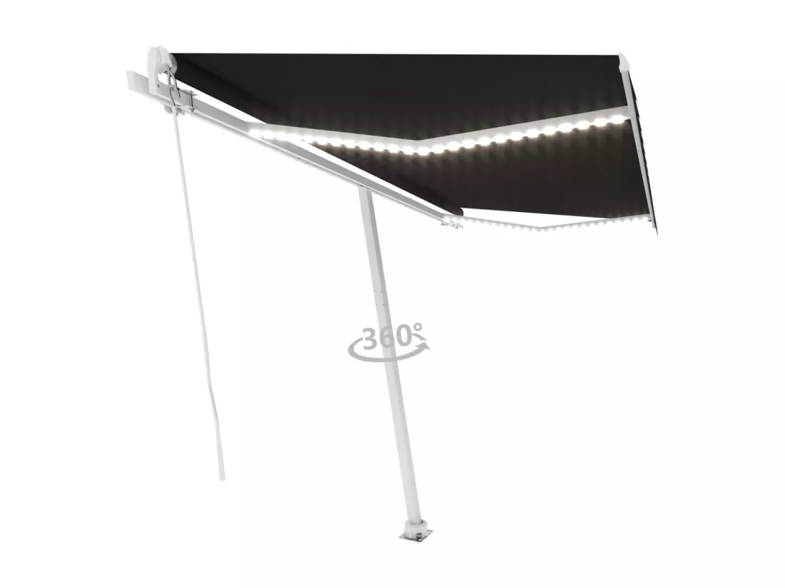 Auvent manuel rétractable avec LED 400x300 cm Anthracite