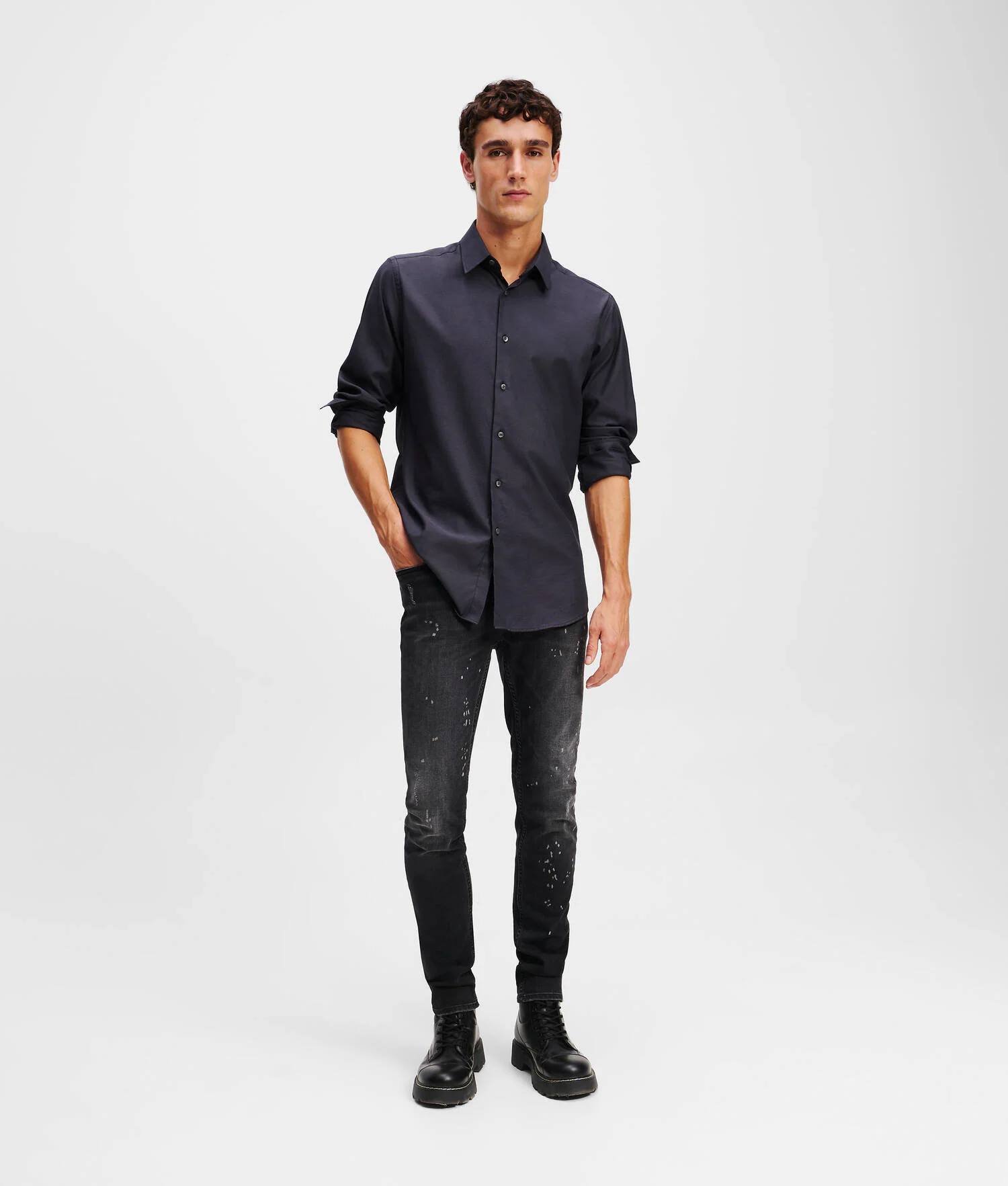 CHEMISE À BOUTONS - Carbone