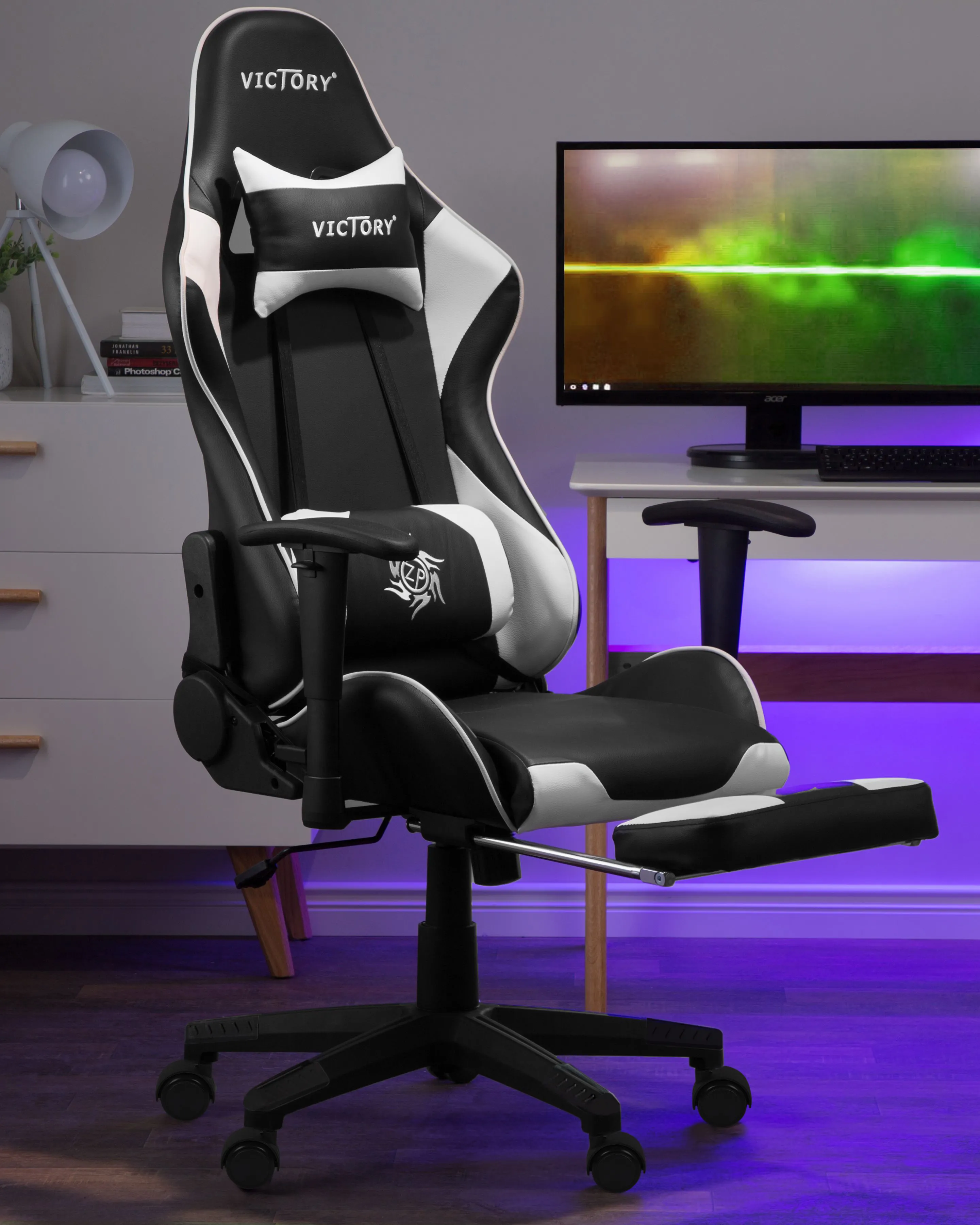 Gamestoel VICTORY Kunstleer Wit