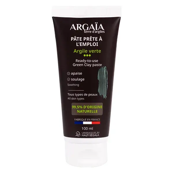 Pasta de Argila Verde Pronta para Uso Argaïa 100ml