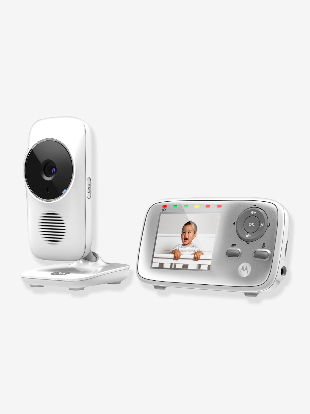 Monitor de vídeo sem fio para bebês Motorola MBP 483, branco claro