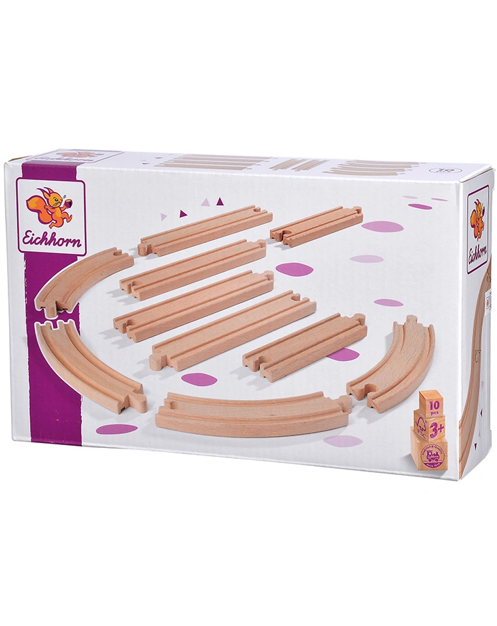 Holz-Eisenbahn-Set SCHIENEN 10-teilig