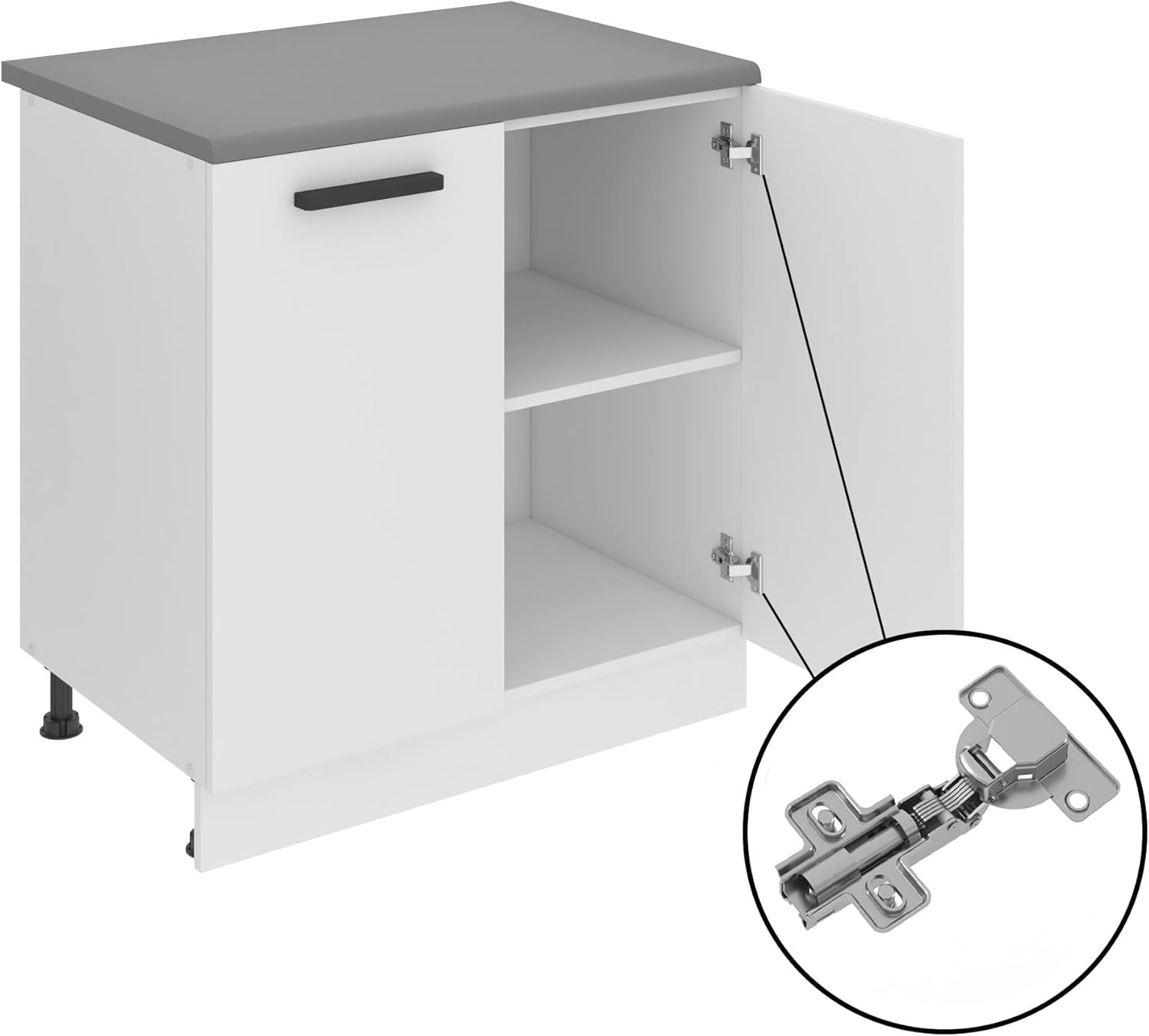 Belini Unterschrank Küche, Spülenunterschrank 60 cm Breite. SDZ Küchenunterschrank ohne Arbeitsplatte. Spülenschrank mit 1 Tür, Weiß matt