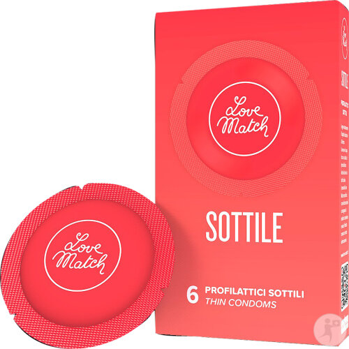 Love Match Préservatifs Sottile Fins 19,3cm x 5,35cm Boîte 6 Pièces