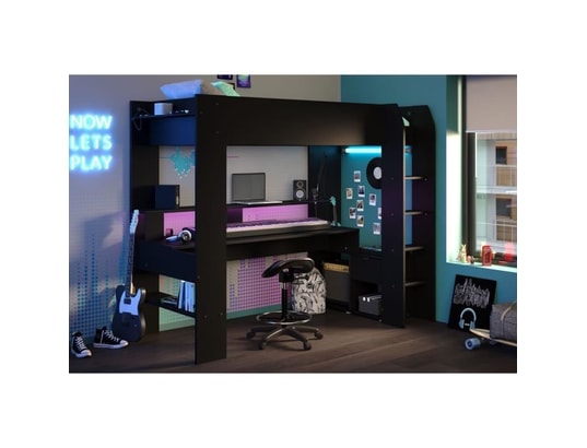 PARISOT - Lit mezzanine combiné enfant led gamer online - 90 x 200 cm...