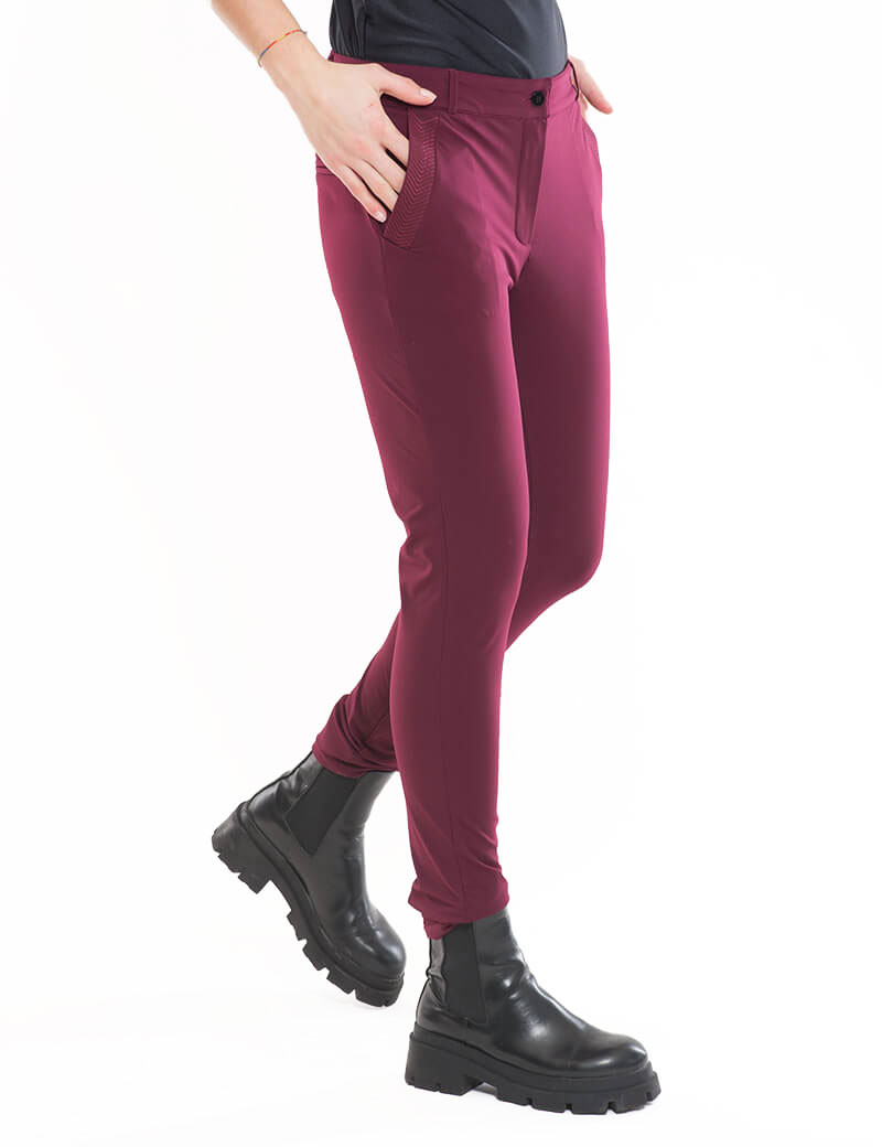 HBT BASICS - CHRISTINA PANTALON CITY SLIM BORDEAUX