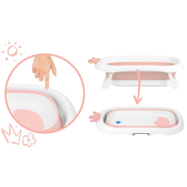 Babybadekar med pute RK-280 hvit/rosa