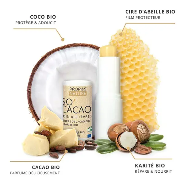 Propos'Nature - So'Cacao Bálsamo Labial Orgânico - Cacau e Karité - 100% Natural - 3,7g