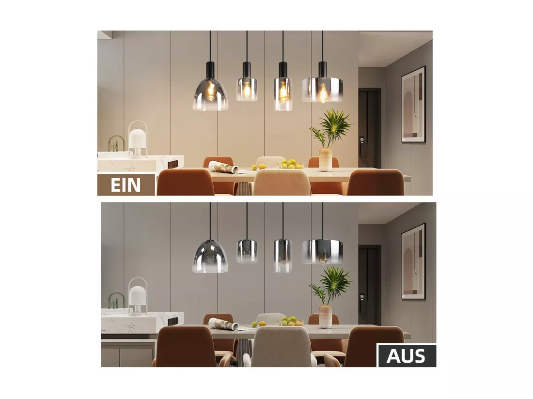 Lampe à Suspension Pour Table à Manger Vintage En Verre Gris Fumé E27 Réglable En Hauteur Pour Salon