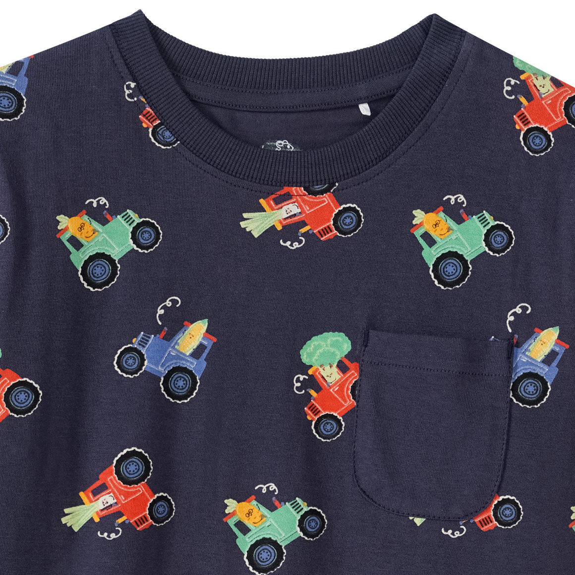Topolino Jungen T-Shirt mit Traktor-Allover dunkelblau
