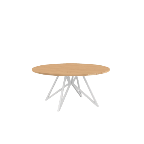 Studio HENK tafel Butterfly Rond QuadpodXL - wit frame, hardwax light 3041 ⌀180 | HWO NL 3041 | Rechte Rand | Frame Wit