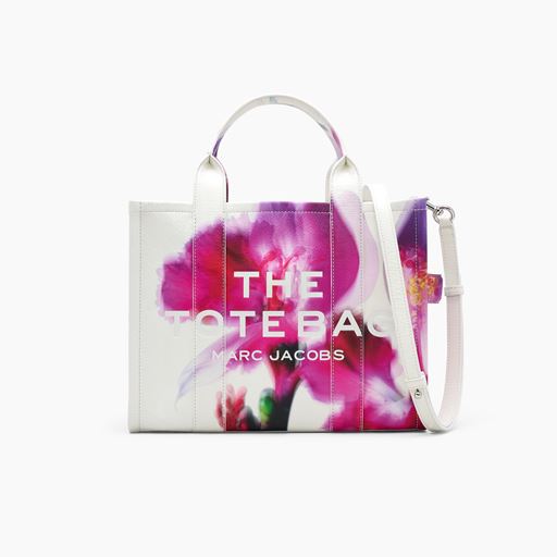Marc Jacobs The Future Floral Leather Medium Tote Bag, White Multi