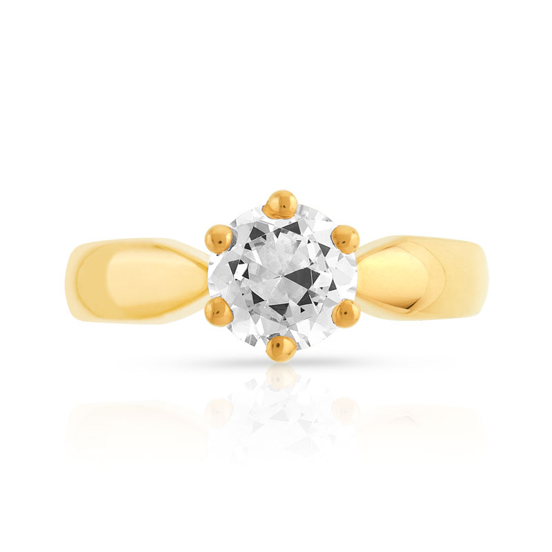 Bague solitaire or 750 jaune diamant 1 carat