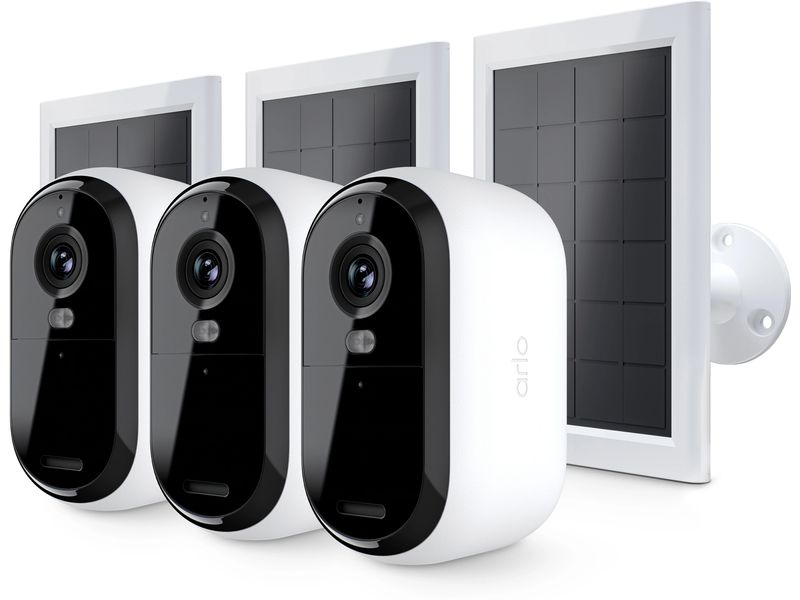 Arlo Essential Outdoor 2K (Gen 2) VMK3350 Solarpanel, 3er S All Ihre Sicherheitsbedürfnisse, eine leicht zu installierende 2K-Kamera, Ihr unermüdlicher Wächter im Aussenbereich