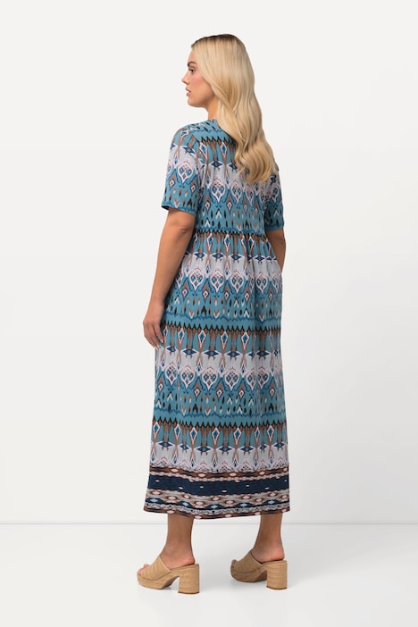 Maxikleid, A-Linie, Rundhals, Zipper, Halbarm
