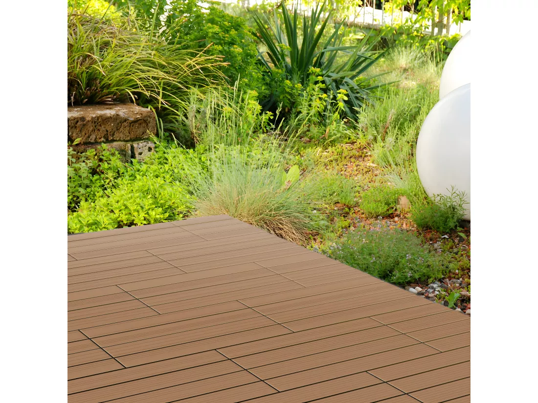 4x dalles de terrasse WPC dalle de balcon carrelage clic bois 60x30cm ECD Germany