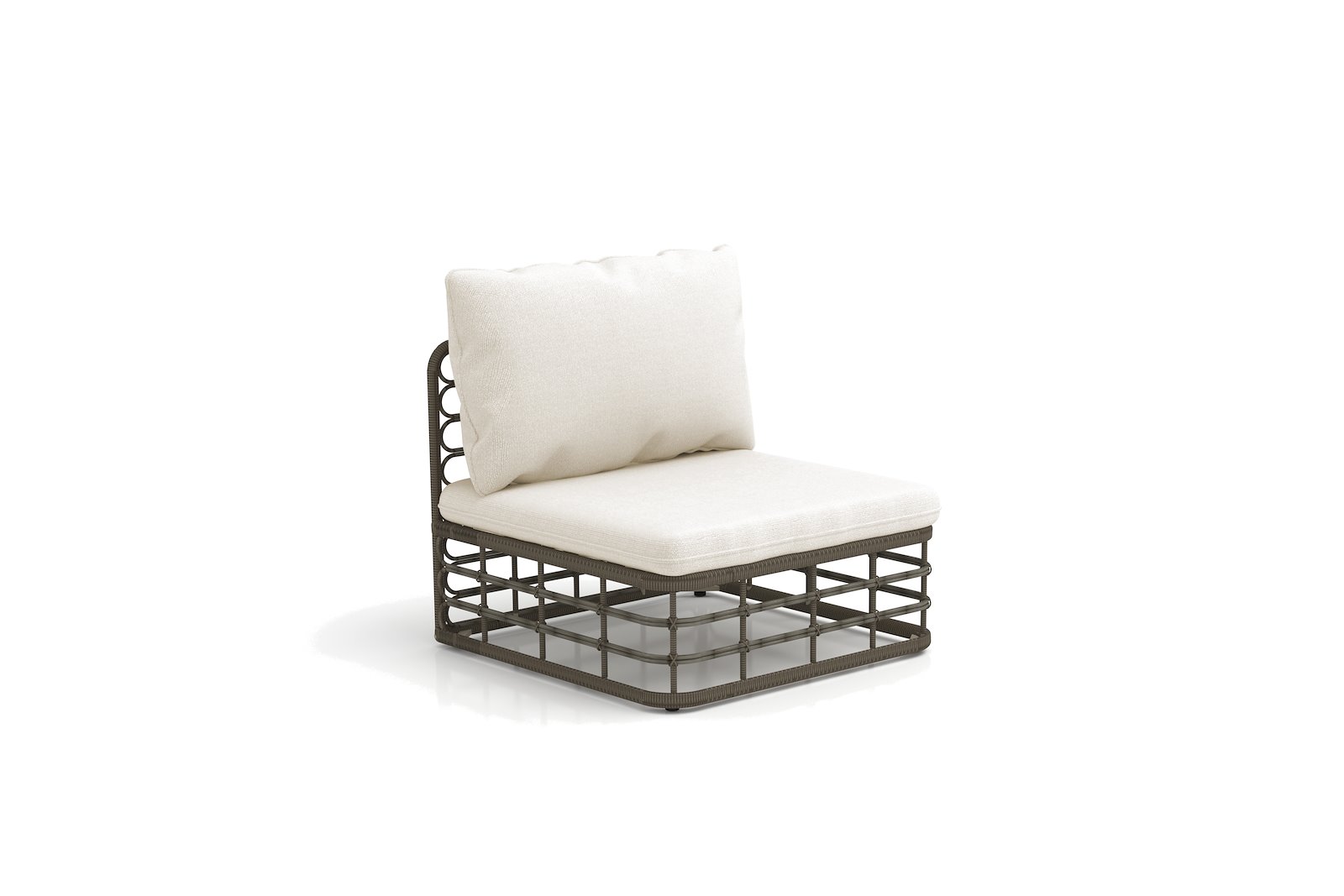 Amalfi 1-seter Hagesofa. Naturfarget flett med beige putesett.