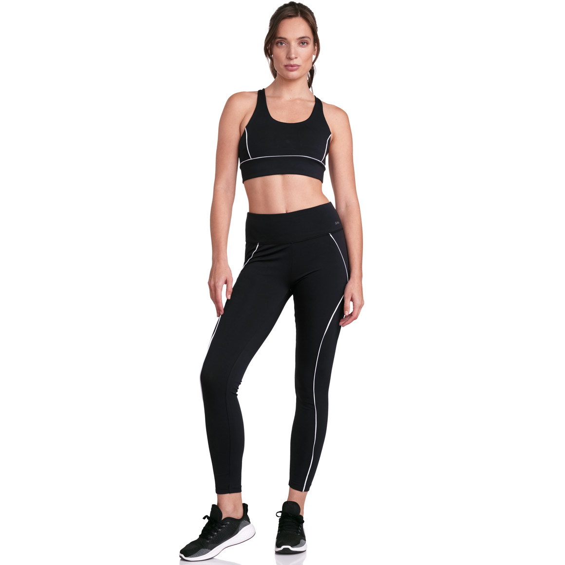 Gina Sports Damen Sport-Leggings mit Kontrastpiping schwarz