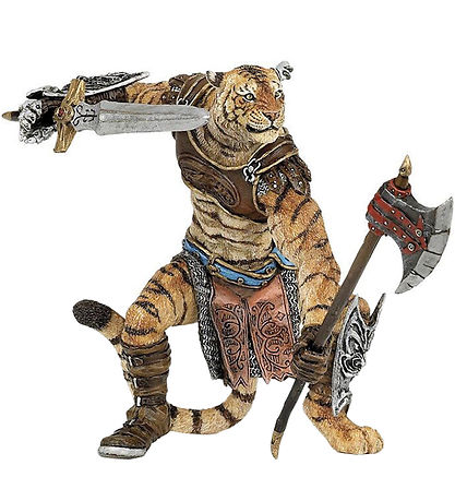 Papo Mutant Tiger m. Axt und Schwert - H: 10 Cm