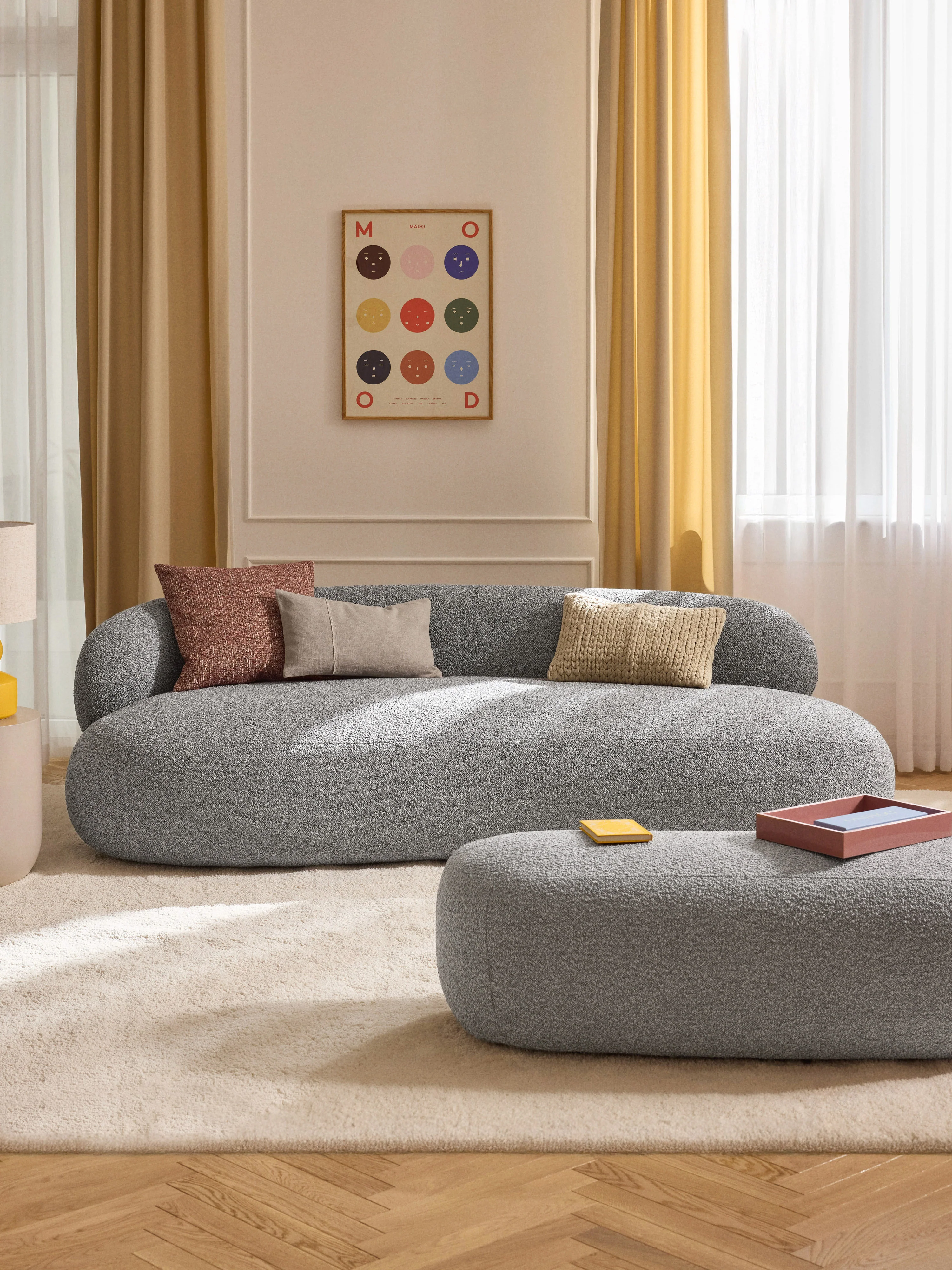 Handgeweven kussenhoes Terre met decoratieve naad