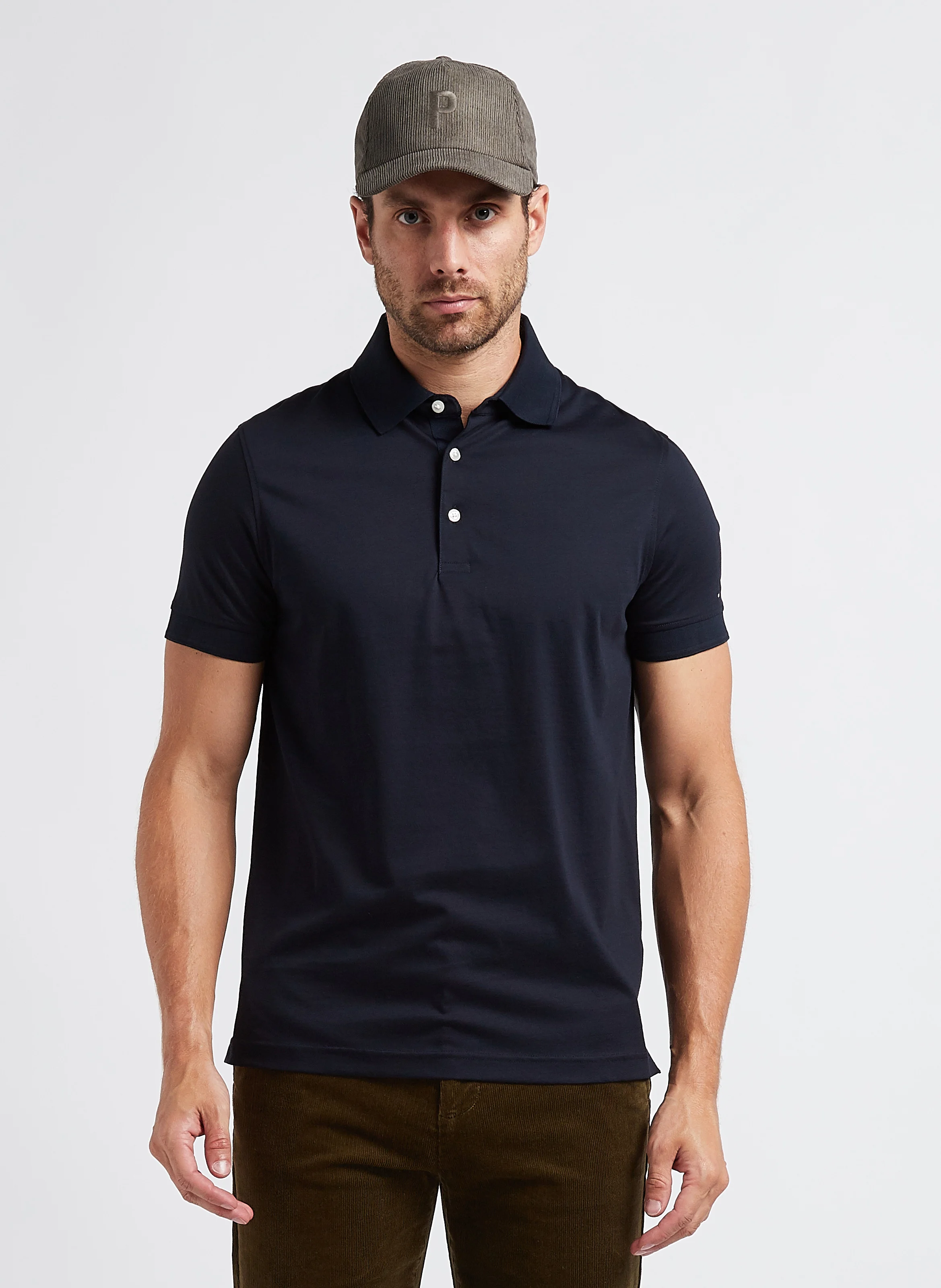 Polo droit en coton| Bleu