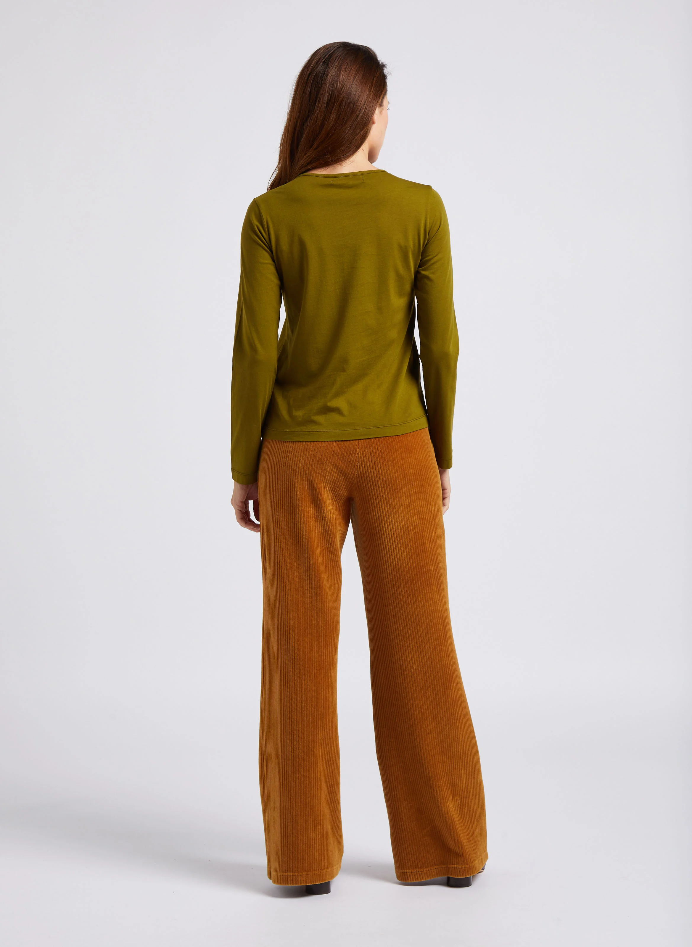 Pantalon flare en coton mélangé | Marron