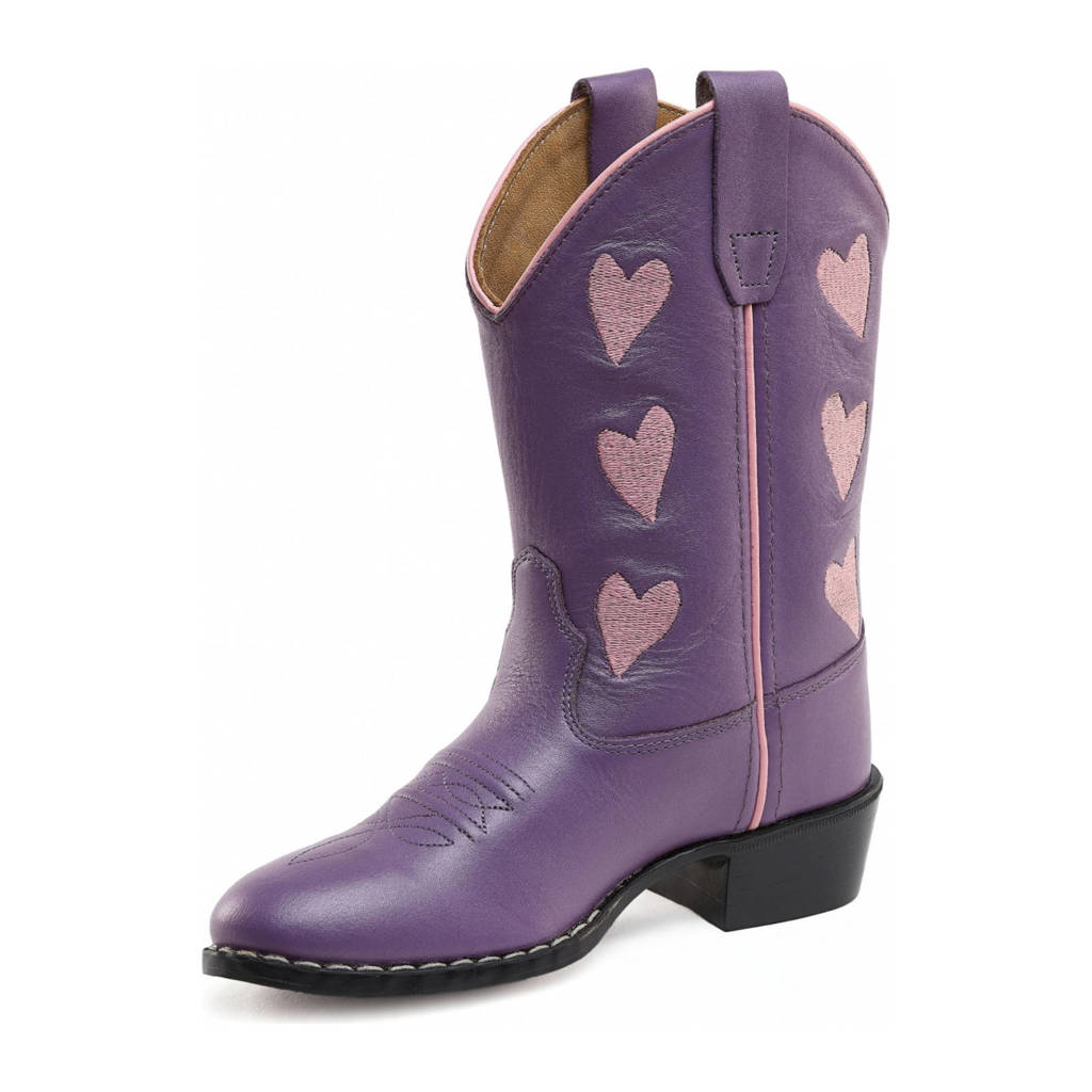 Bootstock leren cowboylaarzen paars/roze