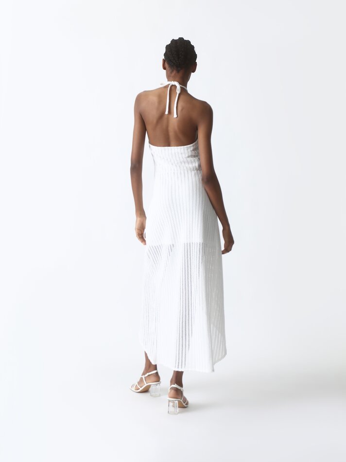 Vestido midi de renda - Branco