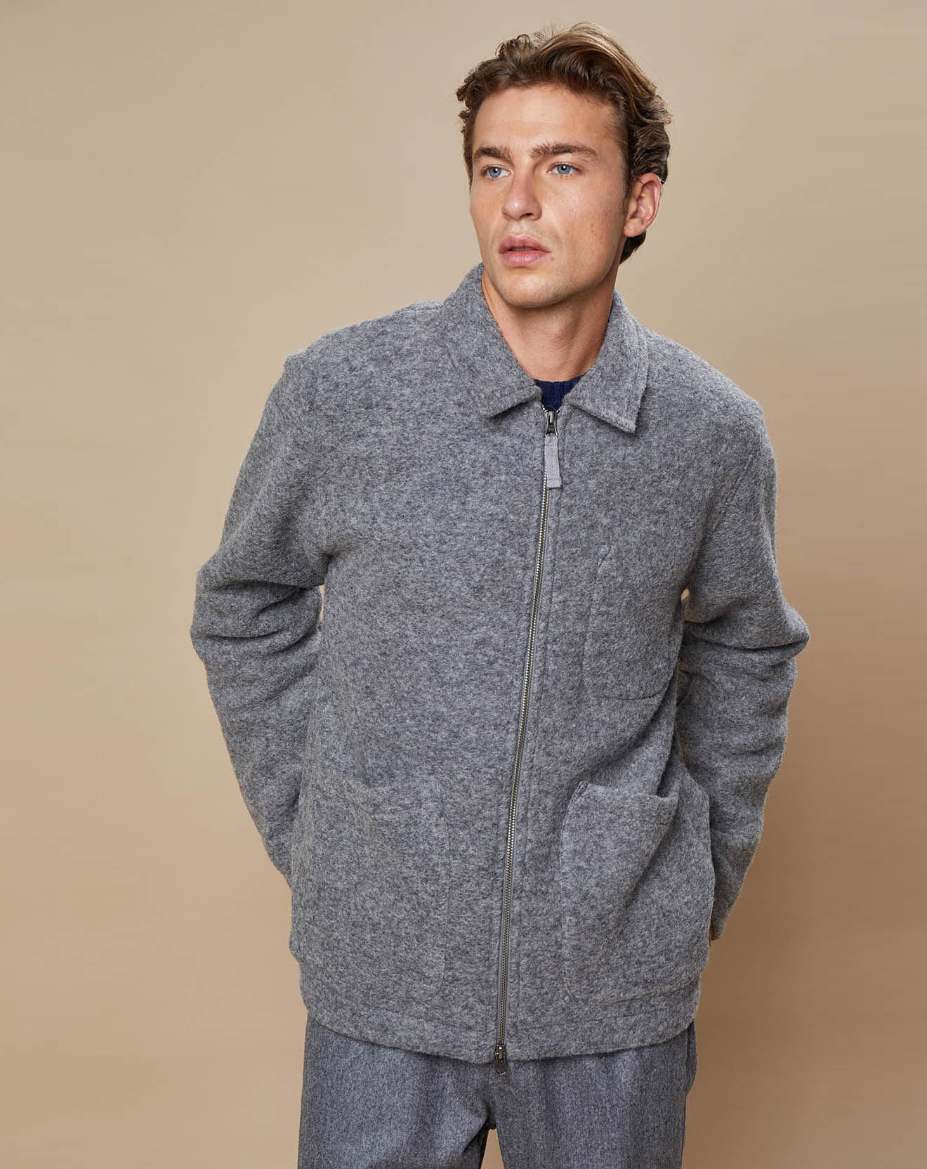 Hartford Veste en Laine mélangée Chore gris chiné