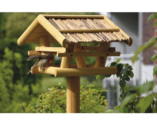 XXL vogelhuisje inclusief standaard en rieten dak 44x44x80 cm