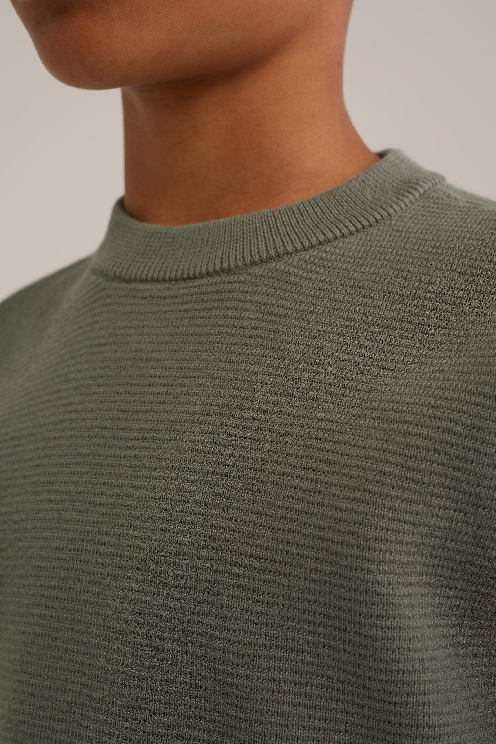 Jongens gebreide trui met ribstructuur WE Fashion Legergroen