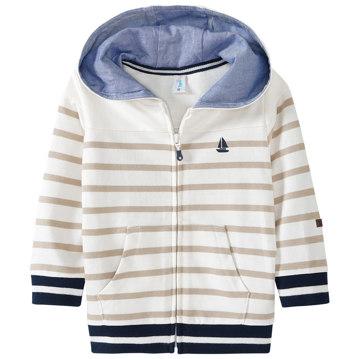 Topomini Baby Sweatjacke aus Bio-Baumwolle cremeweiss / beige