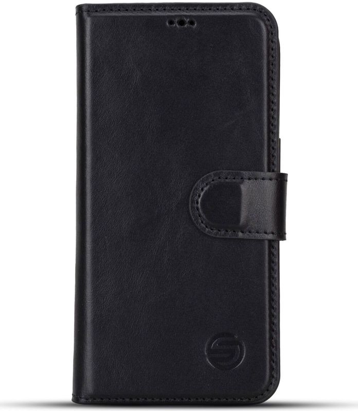 Solidenz Moda Book iPhone 16 Pro echt leren hoesje - Zwart