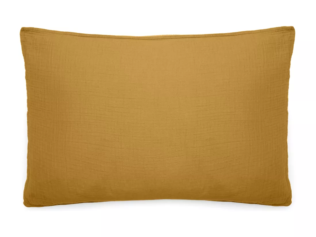 Taie d'oreiller 50x70 cm mousseline de coton MILOS jaune curry