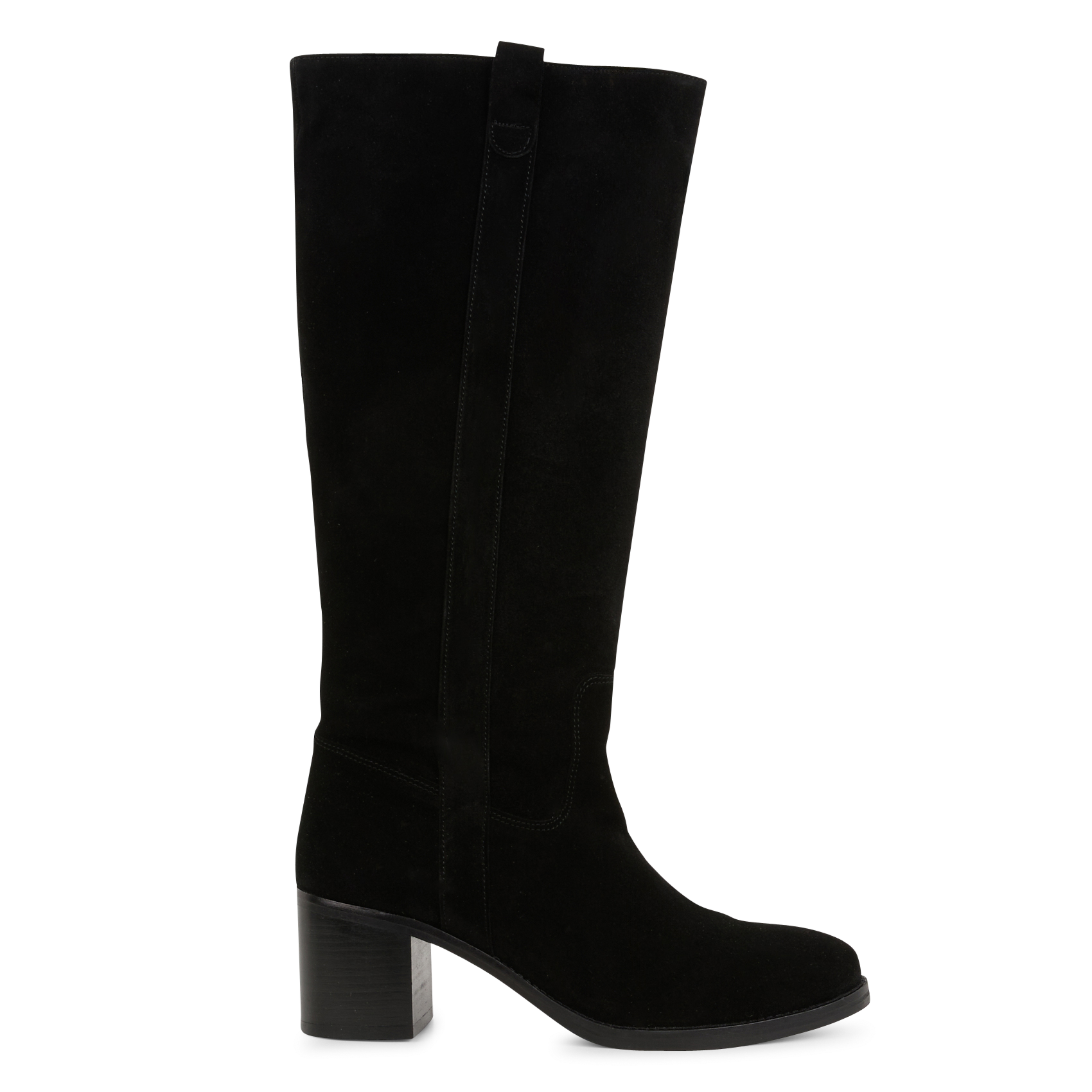 Bottes à talons en cuir velours| Noir
