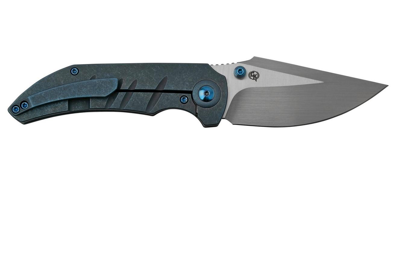 WE Knife Riff-Raff Blue Titanium, Satin CPM 20CV WE22020B-2 zakmes, Matt Christensen design