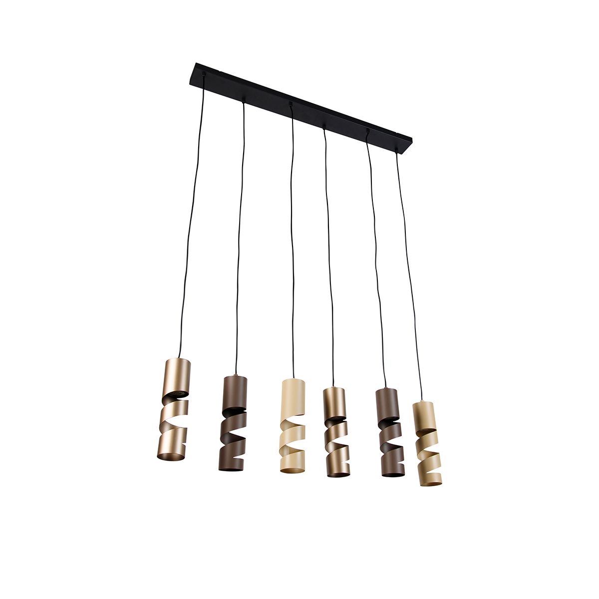 Moderne hanglamp zwart met taupe en beige 6-lichts - Stream