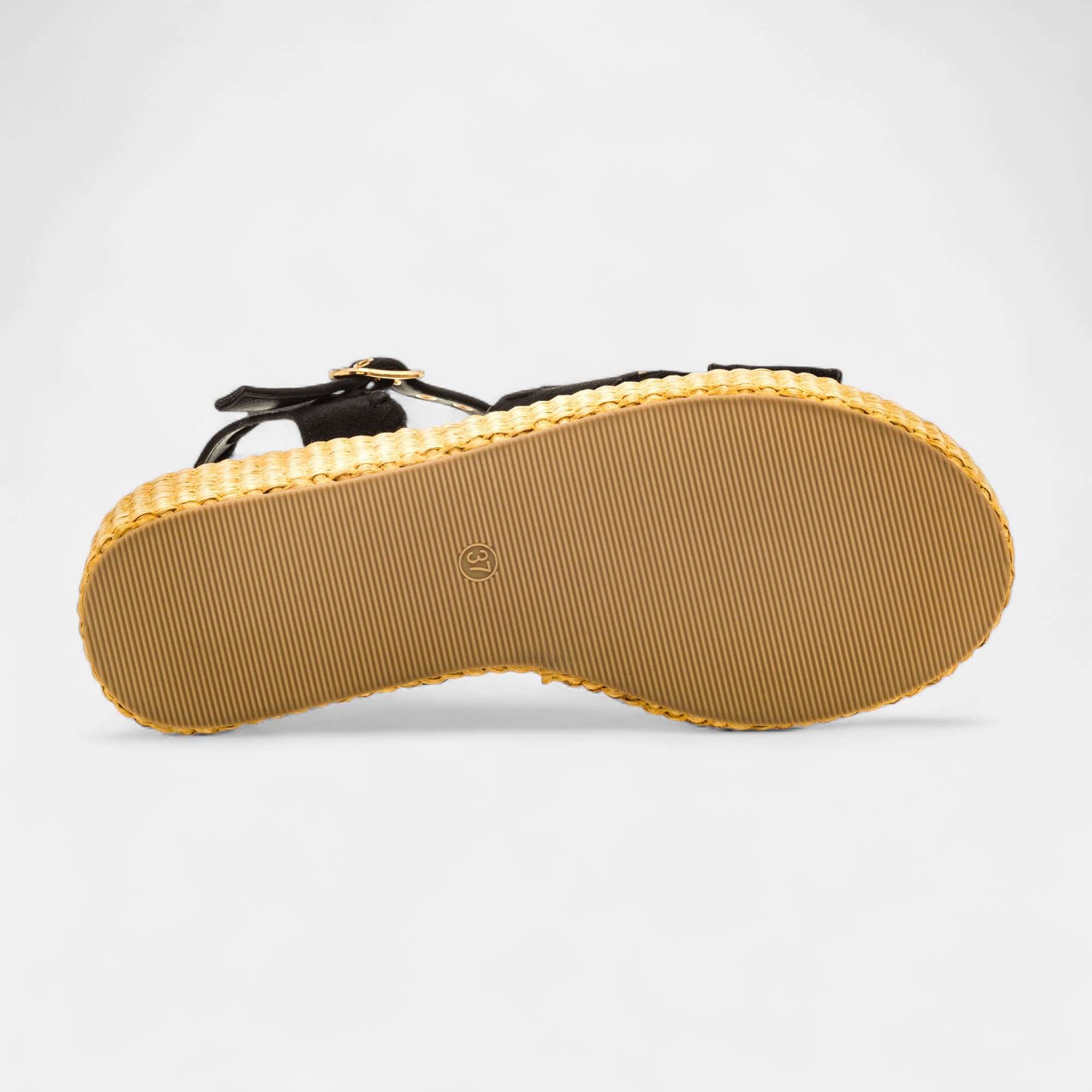 Nu-pieds à talon compensé Femme noir